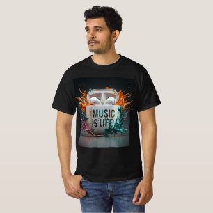 Music is Life - Colourful Air Pods T-Shirt