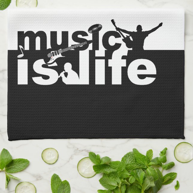 MUSIC IS LIFE custom kitchen towel (Folded)