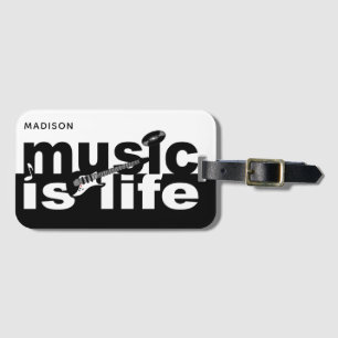 Music Is Life custom name Luggage Tag