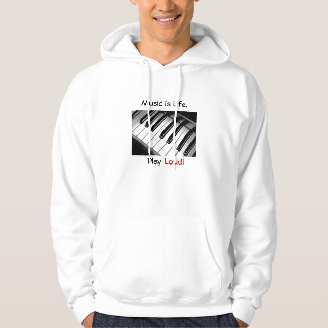 Music is Life Hoodie Sweatshirt White (Front)
