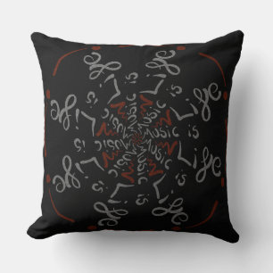 Music Is Life! Mandala Throw Pillow