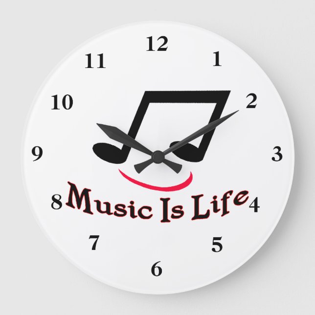 Music Is Life Musical Note Large Clock (Front)