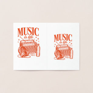Music Is Life Vintage Design Foil Card
