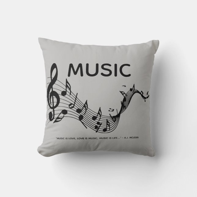 Music is Love Throw Pillow (Front)