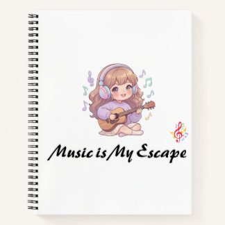 Music Is My Escape Cute Anime Girl Violin Notebook