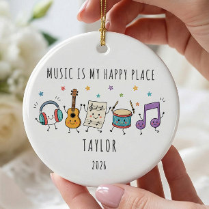 Music Is My Happy Place Kids Ornament