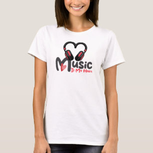 Music Is My Heart, Headphone Heart Graphic T-Shirt