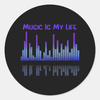 Music Is My Life Equalizer DJ Funny Quotes Classic Round Sticker