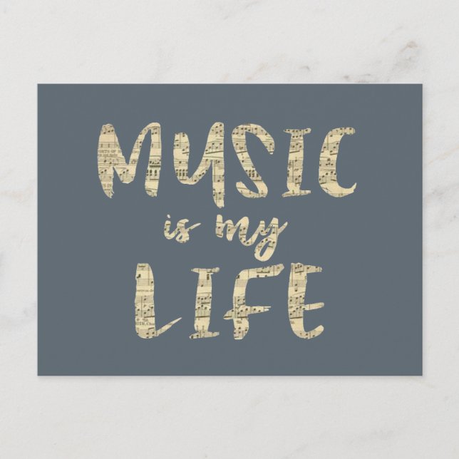 Music is my Life Quote Postcard (Front)