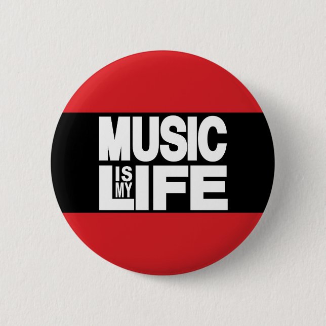 Music Is My Life Red 2 Inch Round Button (Front)