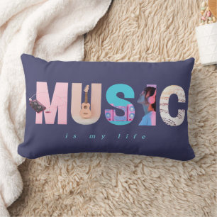 Music Is My Life Retro Y2K Tech Gamer Purple Lumbar Pillow