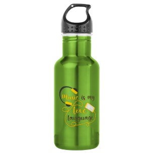 Music is my love language romantic phrase 532 ml water bottle