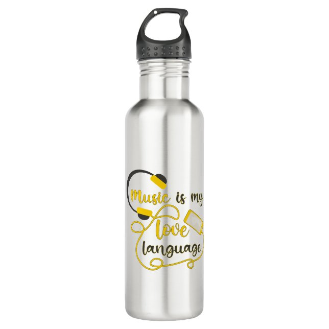 Music is my love language romantic phrase 710 ml water bottle (Front)