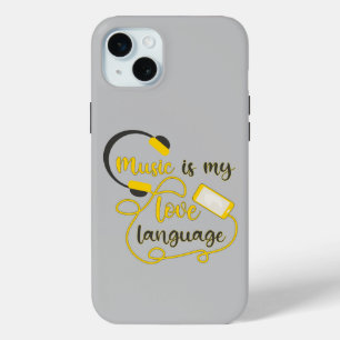 Music is my love language romantic phrase iPhone 15 mini case