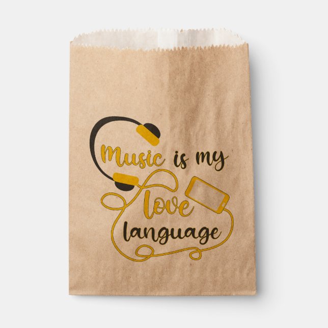 Music is my love language romantic phrase favour bag (Front)