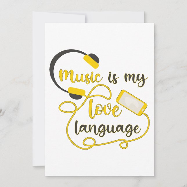 Music is my love language romantic phrase invitation (Front)