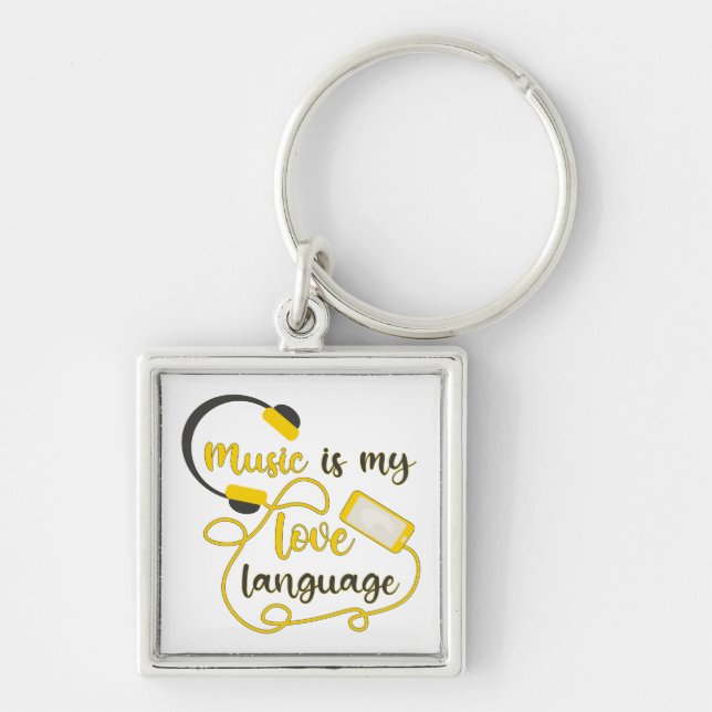 Music is my love language romantic phrase keychain (Front)