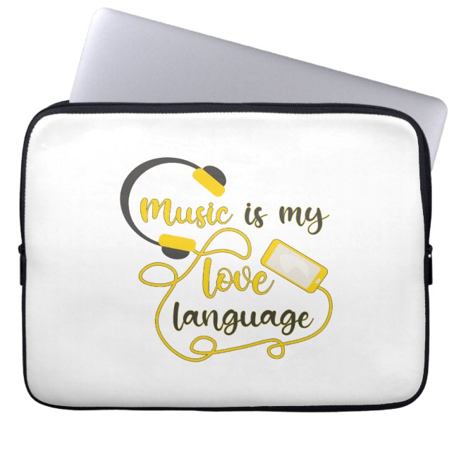 Music is my love language romantic phrase laptop sleeve (Front)