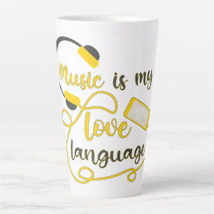 Music is my love language romantic phrase latte mug