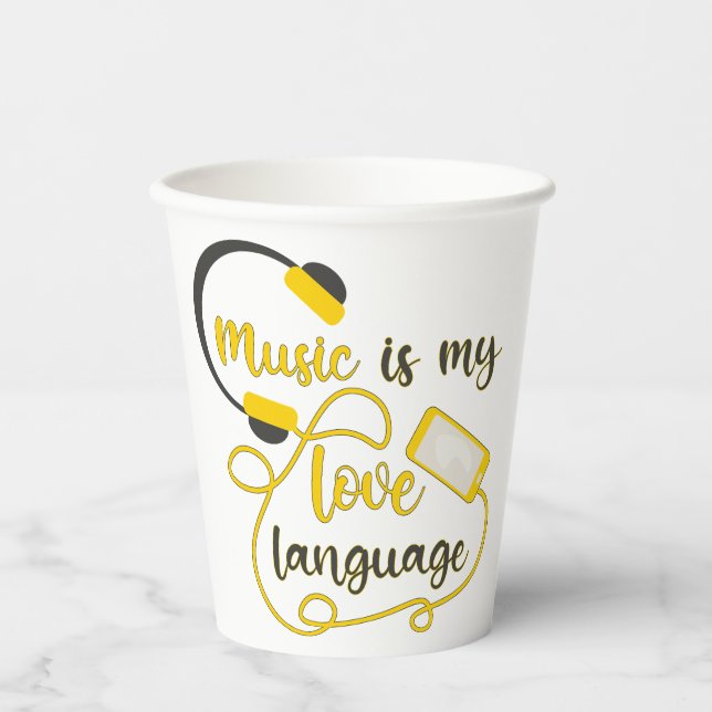 Music is my love language romantic phrase paper cups (Front)