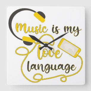 Music is my love language romantic phrase square wall clock