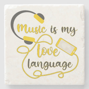 Music is my love language romantic phrase stone coaster