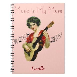 Music is My Muse Vintage Artwork: Personalized Notebook