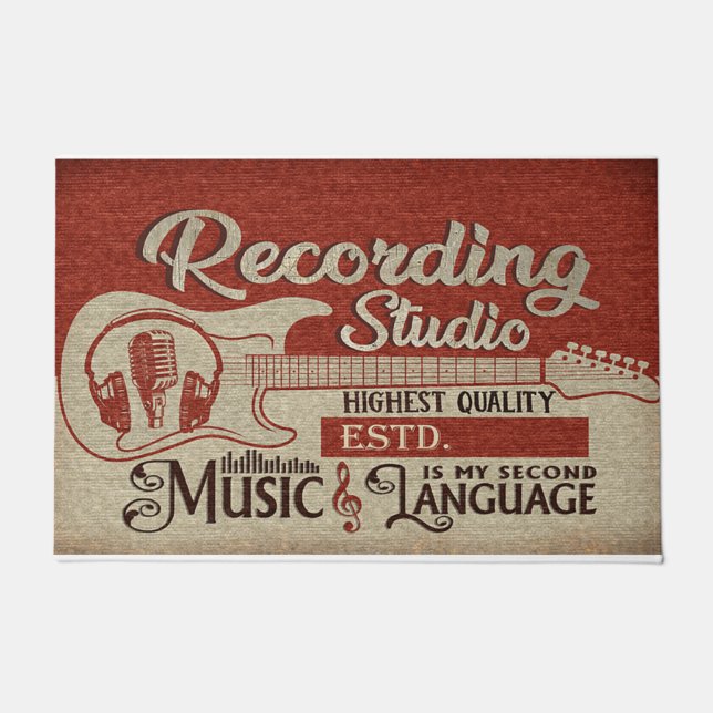 Music Is My Second Language Mat, Studio Decor Doormat (Front)