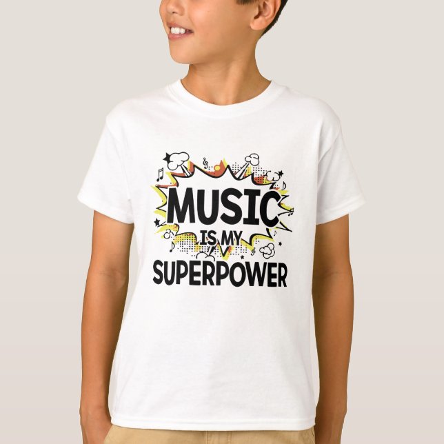 Music Is My Superpower Boy's T Shirt (Front)