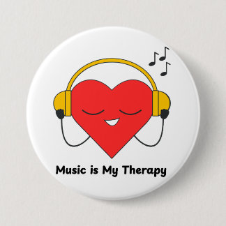 Music Is My Therapy – Inspiring Music Lover Quote  3 Inch Round Button