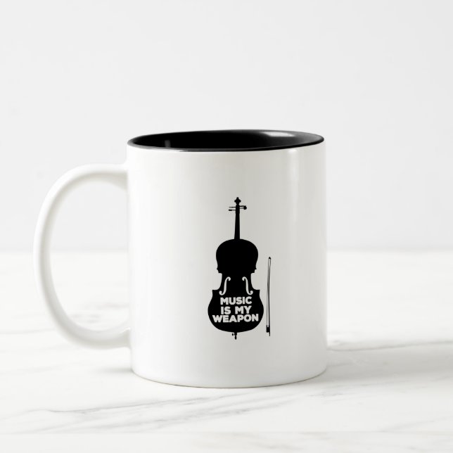 Music is My Weapon Two-Tone Coffee Mug (Left)