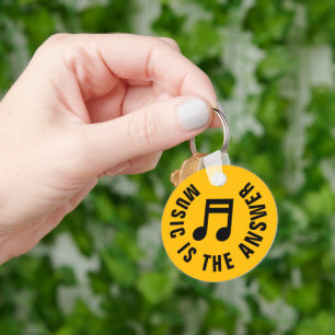 Music is the answer funny custom monogram keychain