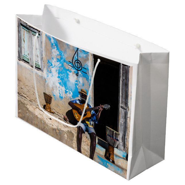 Music is the medicine of the mind large gift bag (Front Angled)