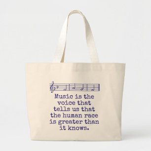 Music Is The Voice That Tells - Music Quote  Large Tote Bag