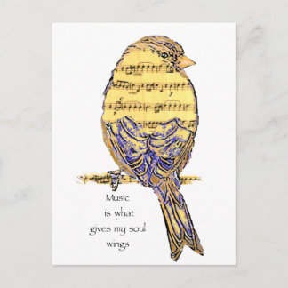 Music is what gives my soul wings Bird Postcard