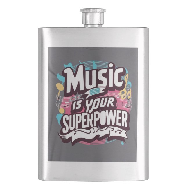 Music Is Your Superpower Hip Flask (Front)