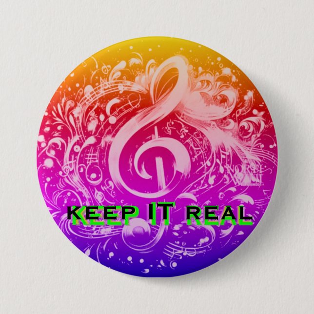 MUSIC - KEEP IT REAL RAINBOW 3 INCH ROUND BUTTON (Front)