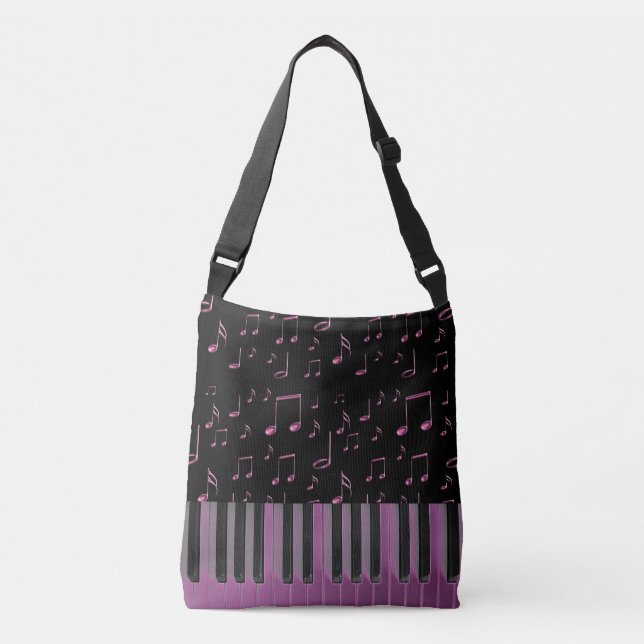 music keyboard dark pink crossbody bag (Front)