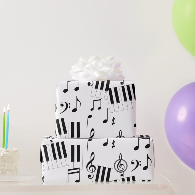 Music Keyboard Piano Note Rest Treble Clef Wrapping Paper (Party Gifts)
