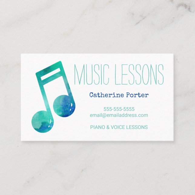 Music Lesson Appointment Card Piano Voice (Front)