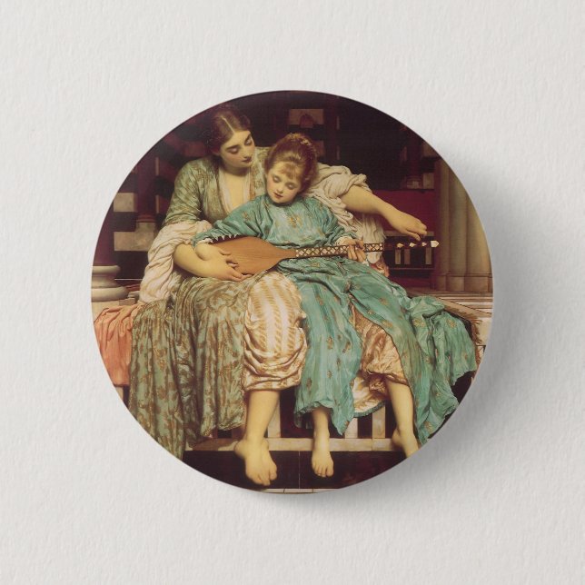 Music Lesson by Lord Frederic Leighton 2 Inch Round Button (Front)