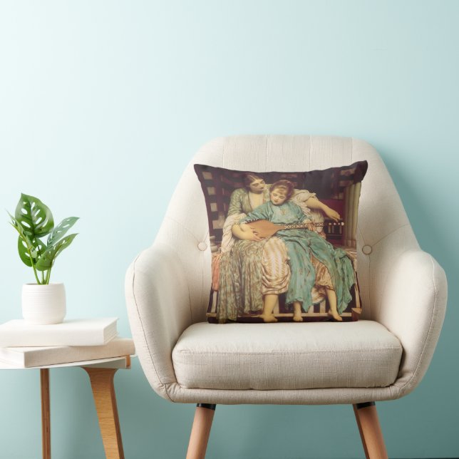 Music Lesson by Lord Frederic Leighton Throw Pillow (Chair)