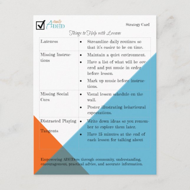 Music Lesson Strategy Card (Front)