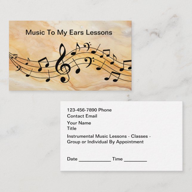 Music Lessons Appointment Reminder Cards (Front/Back)