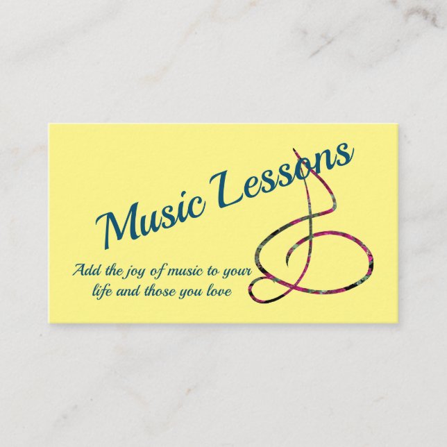 Music Lessons Guitar Piano Violin Musician Business Card (Front)