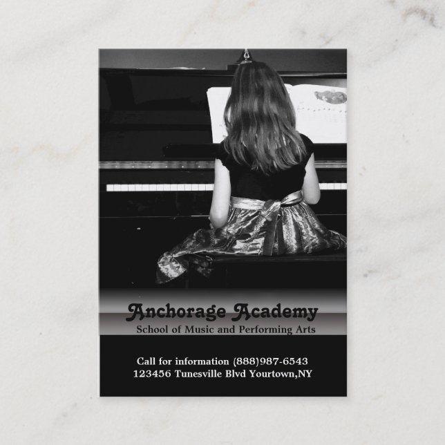 Music Lessons on the Piano Business Card (Front)