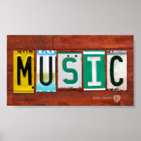 Music License Plate Art Poster Print