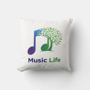 Music Life, features a vibrant  Throw Pillow