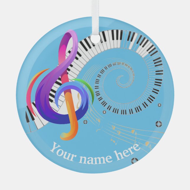 Music line glass ornament (Front)