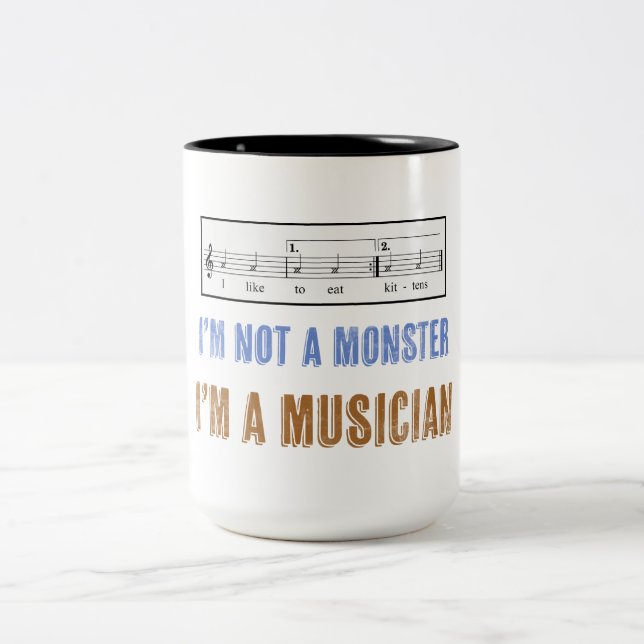 Music Literacy Matters I Like to Eat Kittens Two-Tone Coffee Mug (Center)